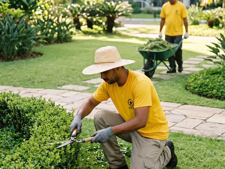 Jardineiro fazendo manutenção de canteiros